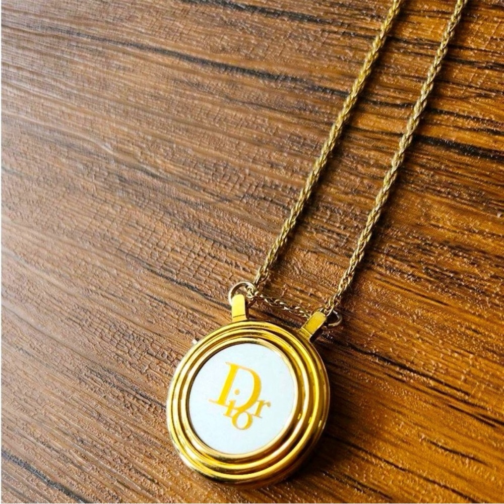 Authentic Christian Dior Gold Tone Necklace with Logo Pendant Watch EUC - Picture 5 of 7